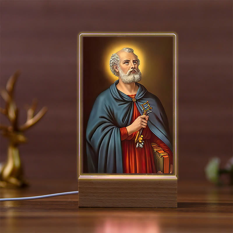 Christianartworkshop Daily Faith Resonant Religious Night Light with Holy Icons & Beech Base - C - image 2