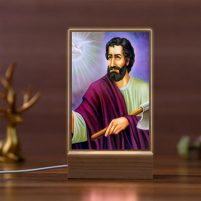 Christianartworkshop Daily Faith Resonant Religious Night Light with Holy Icons & Beech Base - D - image 3