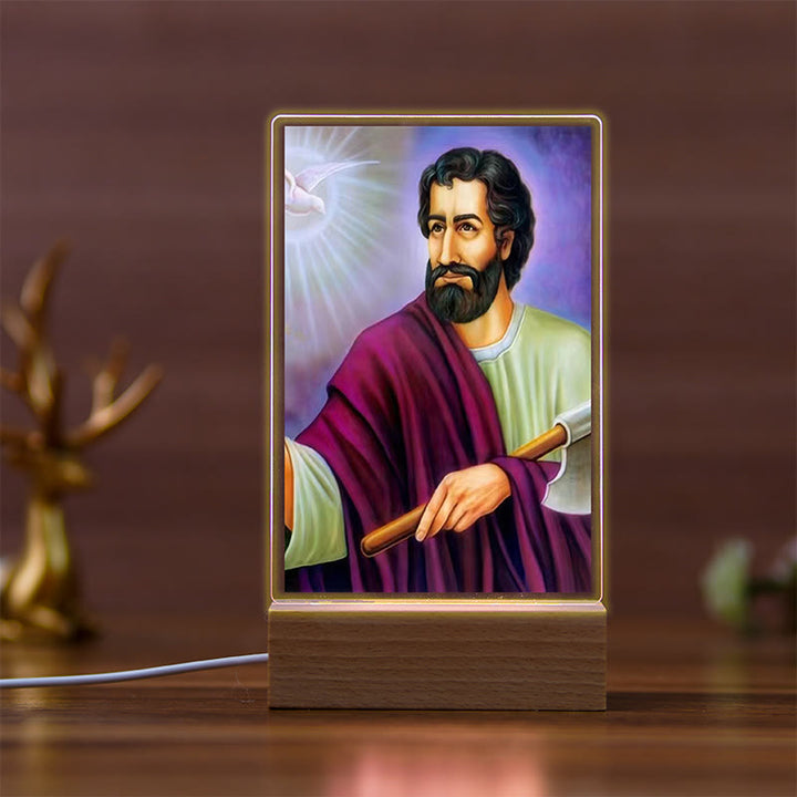 Christianartworkshop Daily Faith Resonant Religious Night Light with Holy Icons & Beech Base - D - image 3