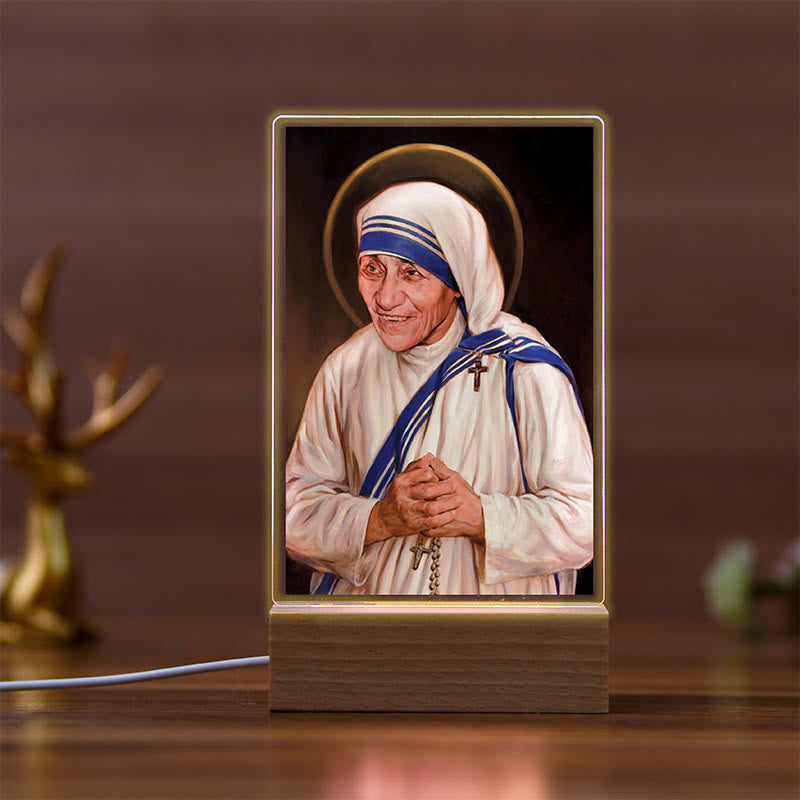 Christianartworkshop Daily Faith Resonant Religious Night Light with Holy Icons & Beech Base - F - image 5