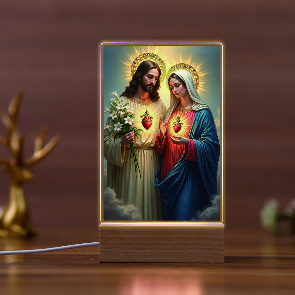 Christianartworkshop Daily Faith Resonant Religious Night Light with Holy Icons & Beech Base - J - image 9