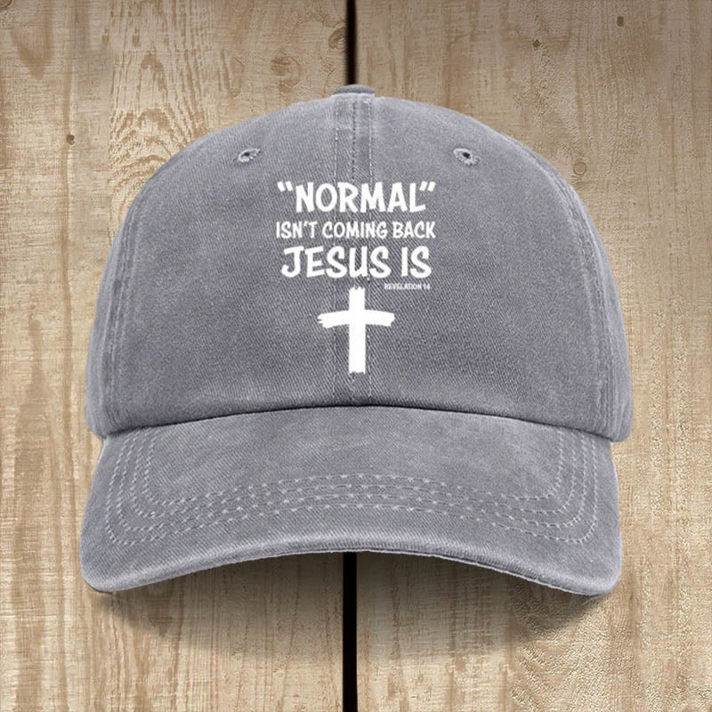 Christianartworkshop Jesus Is Coming Back Unisex Distressed Washed Cotton Hat - Grey - image 7