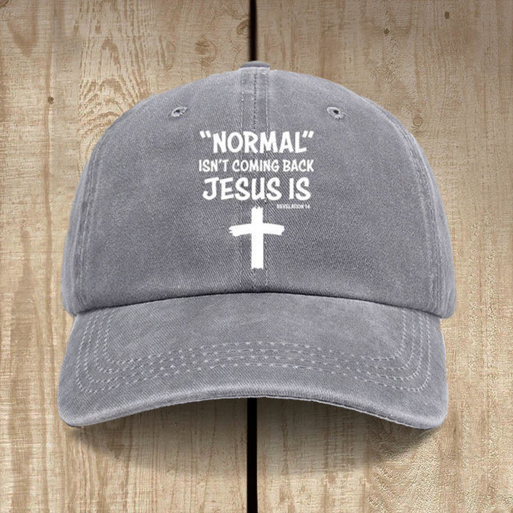 Christianartworkshop Jesus Is Coming Back Unisex Distressed Washed Cotton Hat - Grey - image 7