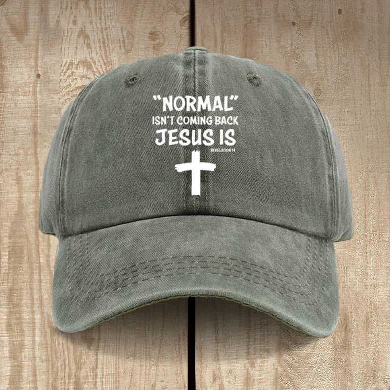 Christianartworkshop Jesus Is Coming Back Unisex Distressed Washed Cotton Hat - Army Green - image 6