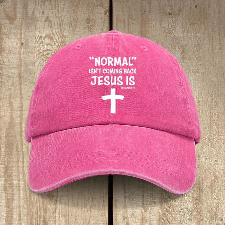 Christianartworkshop Jesus Is Coming Back Unisex Distressed Washed Cotton Hat - Rose - image 12