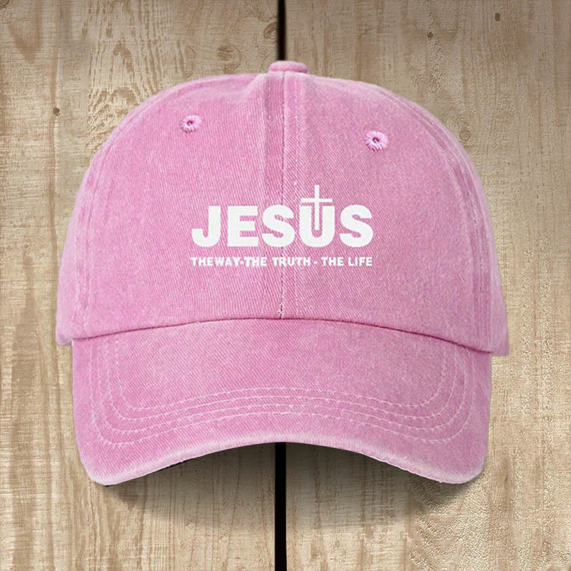 Christianartworkshop Minimalist Jesus The Way The Truth The Life Statement Baseball Cap - Pink - image 6