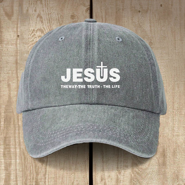 Christianartworkshop Minimalist Jesus The Way The Truth The Life Statement Baseball Cap - Grey - image 4