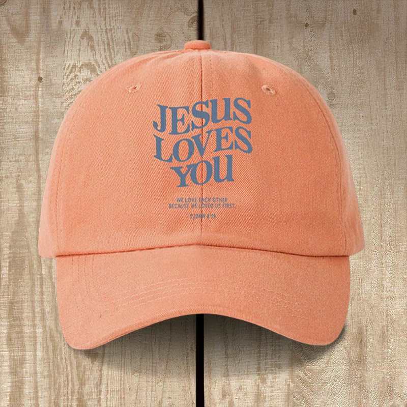Christianartworkshop Faith-Filled Jesus Loves You Baseball Cap: Wear the Message of His Love - Orange - image 1