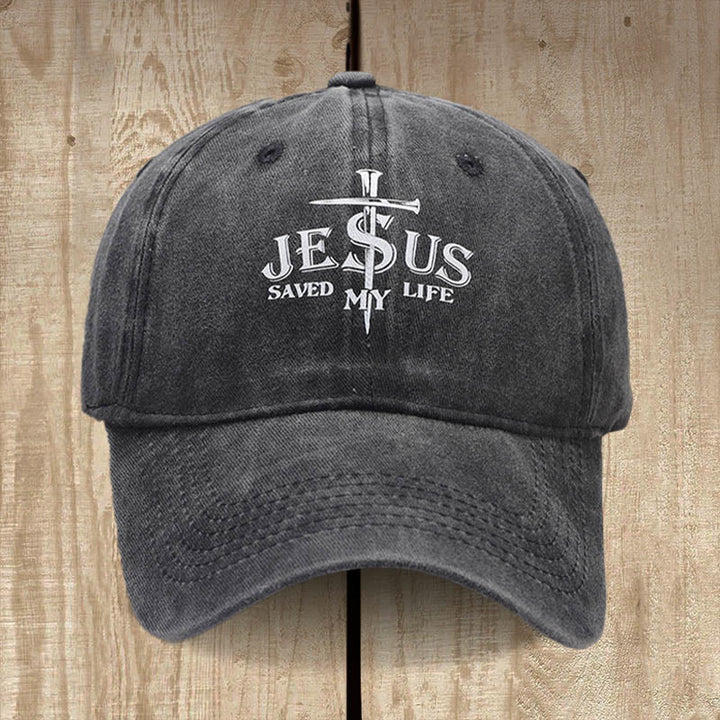 Christianartworkshop Jesus Saved My Life Statement Baseball Cap: Saved by Grace - Black - image 4