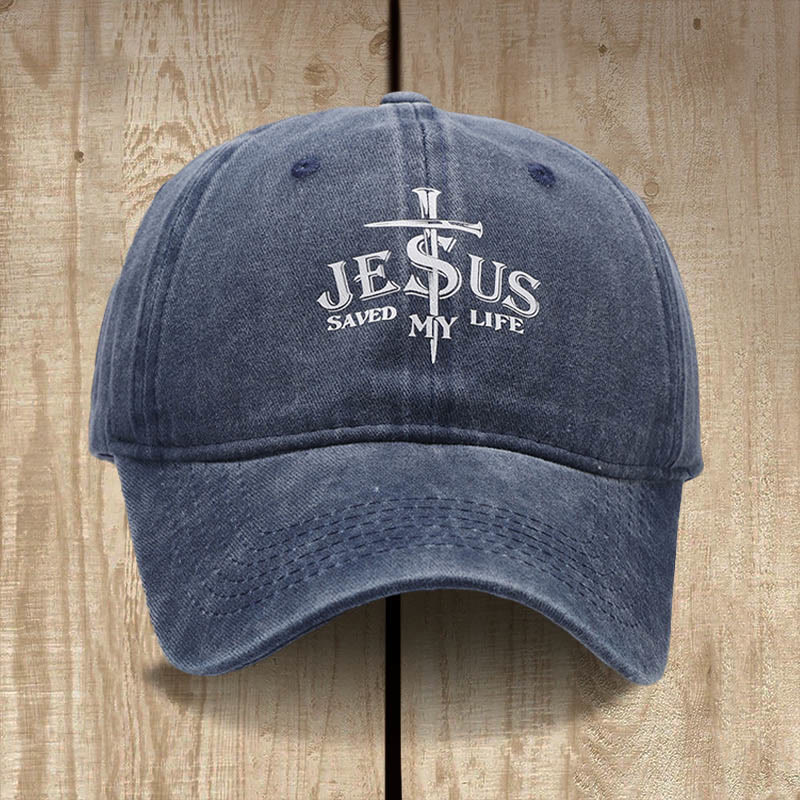 Christianartworkshop Jesus Saved My Life Statement Baseball Cap: Saved by Grace - Navy Blue - image 0