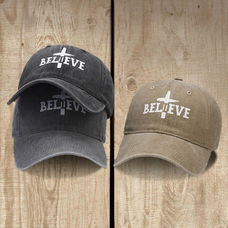 Christianartworkshop Believe in the Cross Baseball Cap: Faith Over Doubt - image 1