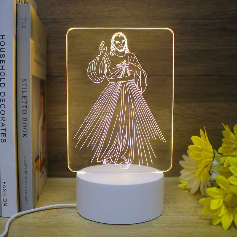 Christianartworkshop Minimalist Faith Unique Gift Night Light: Glowing Outlines & Enduring Icons - A - image 0