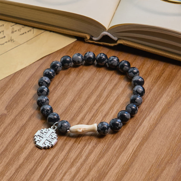Christianartworkshop Waves of Grace Shark Guardian Cross Bracelet with Natural Volcanic Agate Stones - image 16