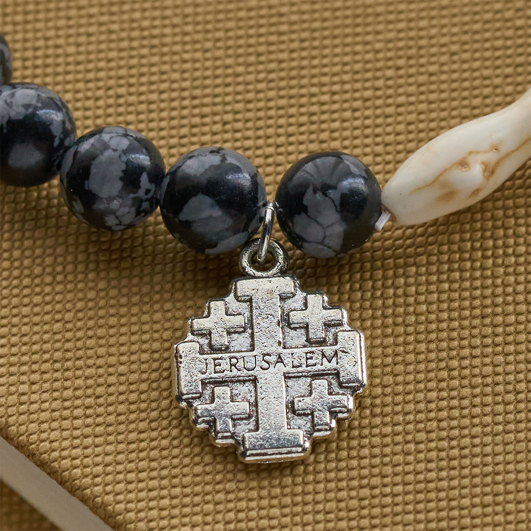 Christianartworkshop Waves of Grace Shark Guardian Cross Bracelet with Natural Volcanic Agate Stones - image 17