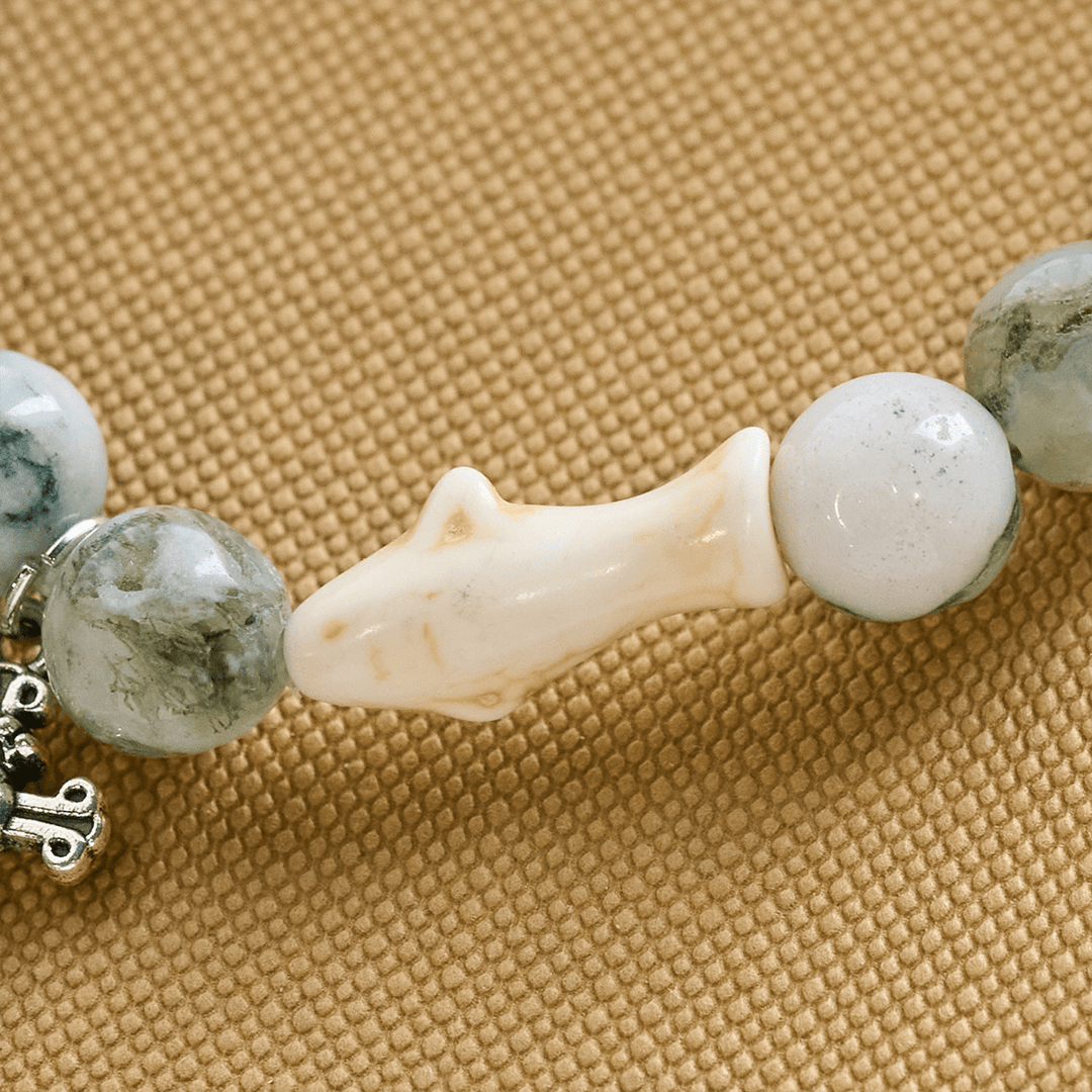 Christianartworkshop Waves of Grace Shark Guardian Cross Bracelet with Natural Volcanic Agate Stones - image 8