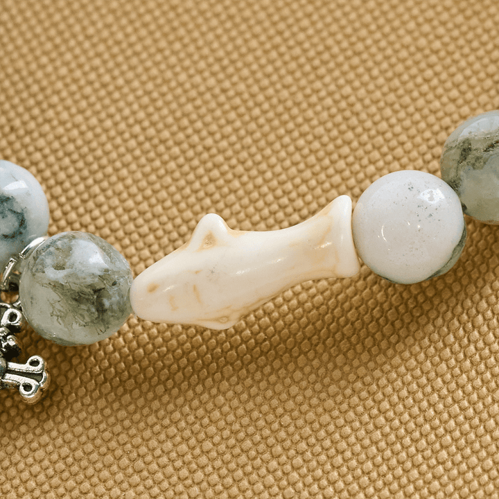 Christianartworkshop Waves of Grace Shark Guardian Cross Bracelet with Natural Volcanic Agate Stones - image 8