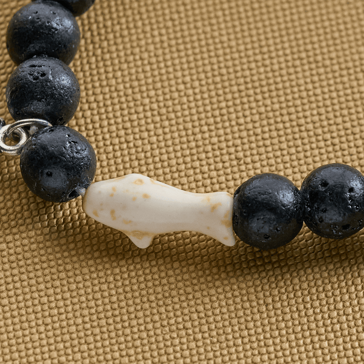Christianartworkshop Waves of Grace Shark Guardian Cross Bracelet with Natural Volcanic Agate Stones - image 23