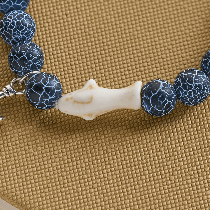 Christianartworkshop Waves of Grace Shark Guardian Cross Bracelet with Natural Volcanic Agate Stones - image 13