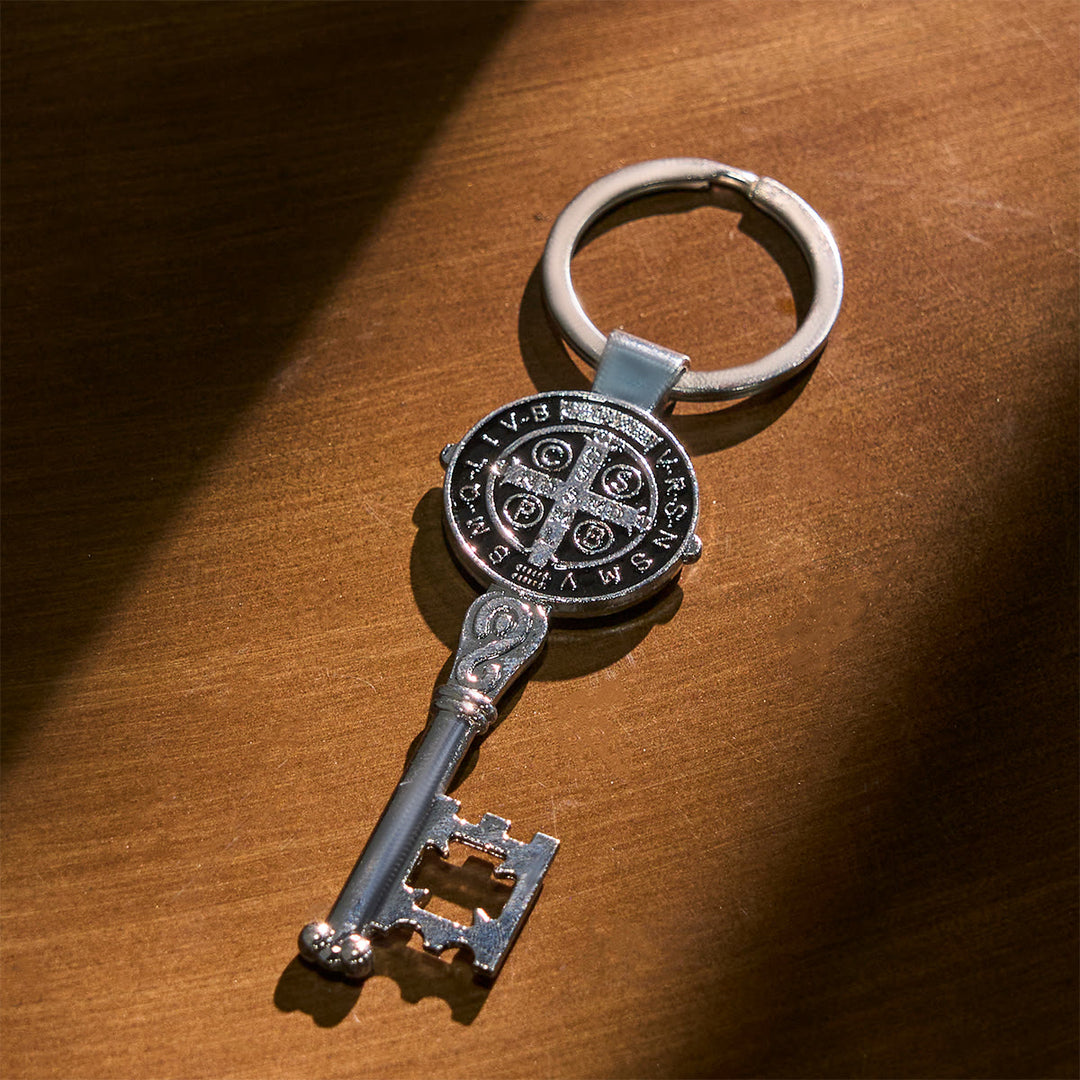 Christianartworkshop Tri-color Blessed Saint Benedict Keychain of Guidance & Protection - image 6