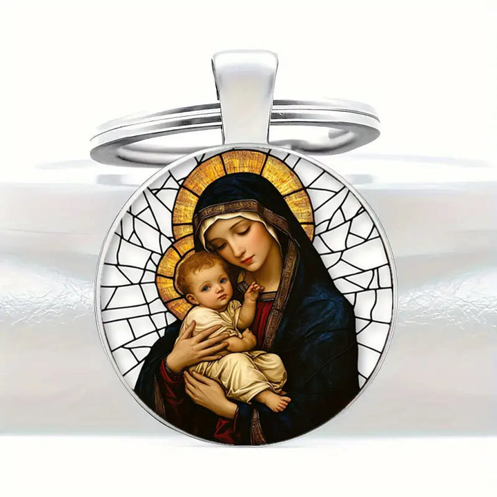 Christianartworkshop Our Lady Holding Infant Jesus Keychain: Divine Motherly Love - Our Lady - image 0
