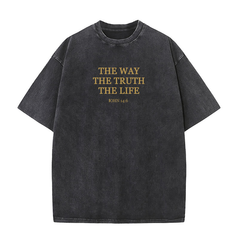 Christianartworkshop Jesus is The Way The Truth The Life - John 14:6 Washed T-Shirt - image 1