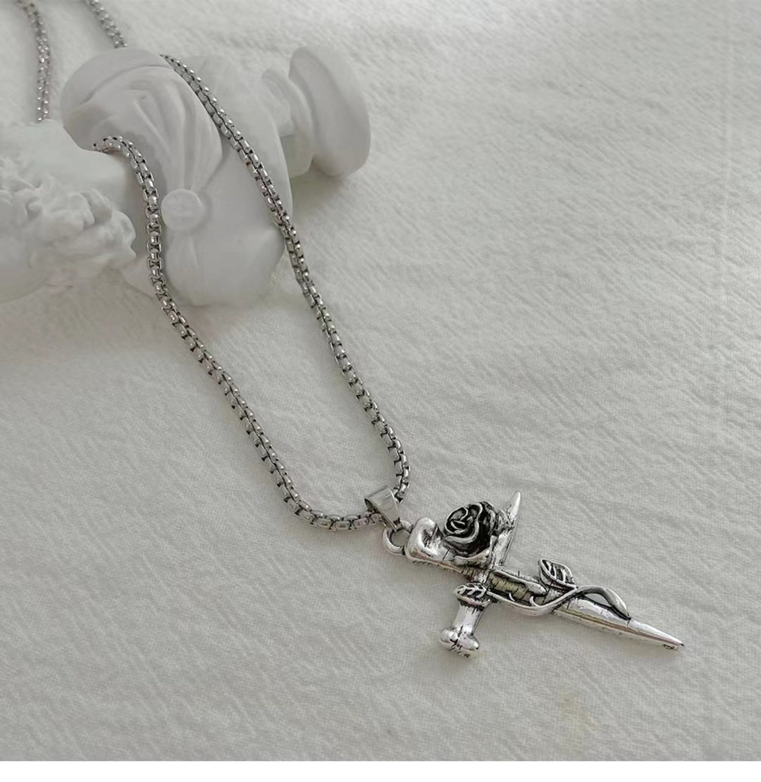 Christianartworkshop Rose Wrapped Cross Faith Necklace with Gothic Floral Design - image 7