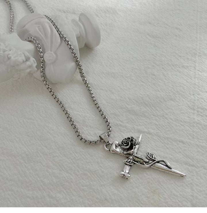Christianartworkshop Rose Wrapped Cross Faith Necklace with Gothic Floral Design - image 7