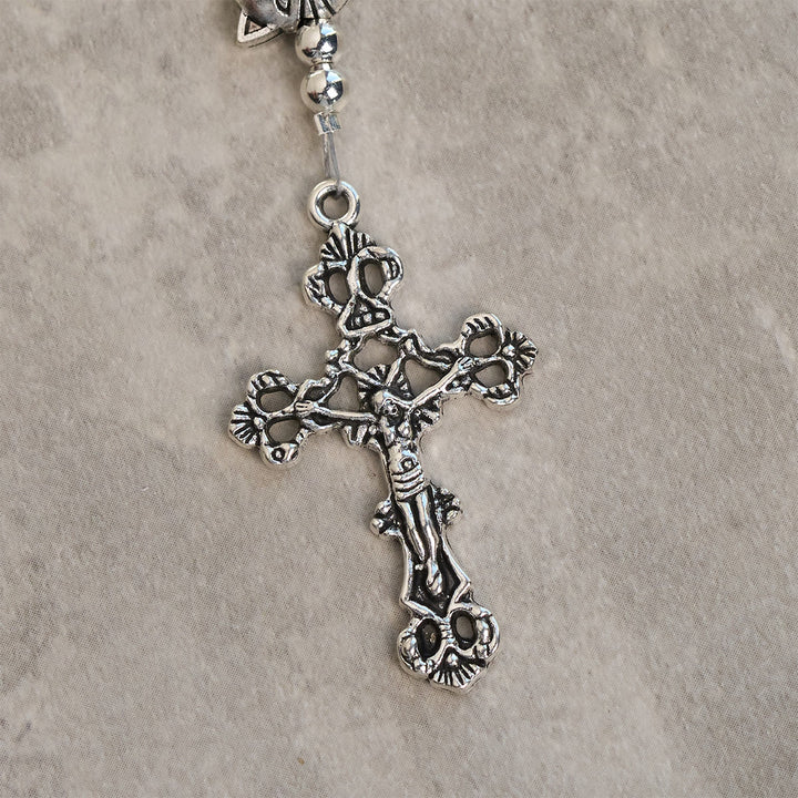 Christianartworkshop Orange & White Quartz with Cat Face Stainless Steel Charms of Orange Tabby Bracelet, Animal Rosary - image 9