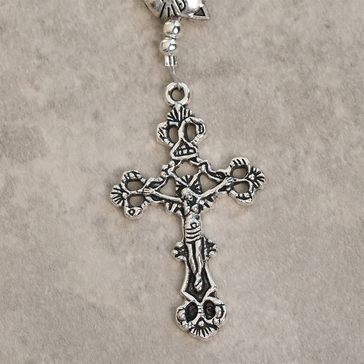 Christianartworkshop Our Lady's Blessing with Black & White Cow Cat Beads Bracelet, Animal Rosary - image 9