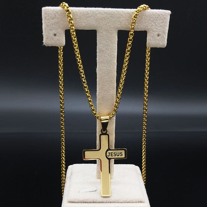 Christianartworkshop Minimalist Cross Necklace with "JESUS" Detail: Understated Expression of Faith - image 3