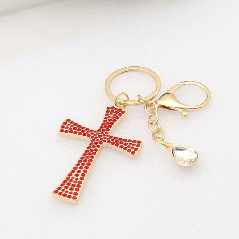Christianartworkshop Minimalist Shimmering Cross Keychain: Subtle Sacred Charm, a Modern Faith Essential - Red - image 2