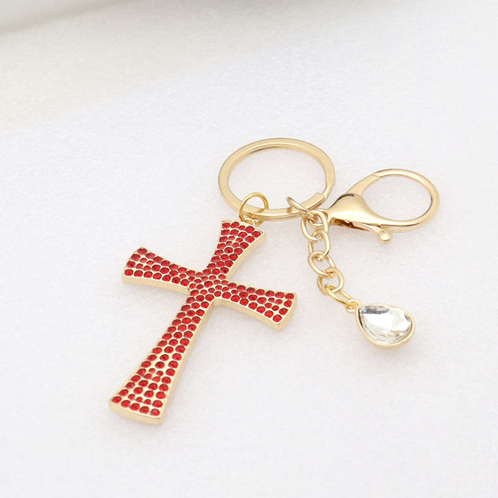Christianartworkshop Minimalist Shimmering Cross Keychain: Subtle Sacred Charm, a Modern Faith Essential - Red - image 2