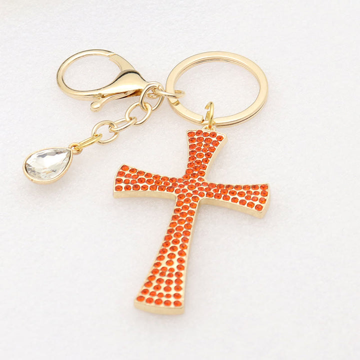 Christianartworkshop Minimalist Shimmering Cross Keychain: Subtle Sacred Charm, a Modern Faith Essential - Orange - image 4