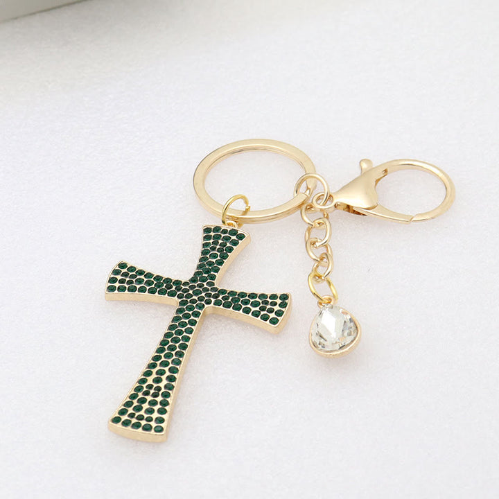 Christianartworkshop Minimalist Shimmering Cross Keychain: Subtle Sacred Charm, a Modern Faith Essential - Green - image 5