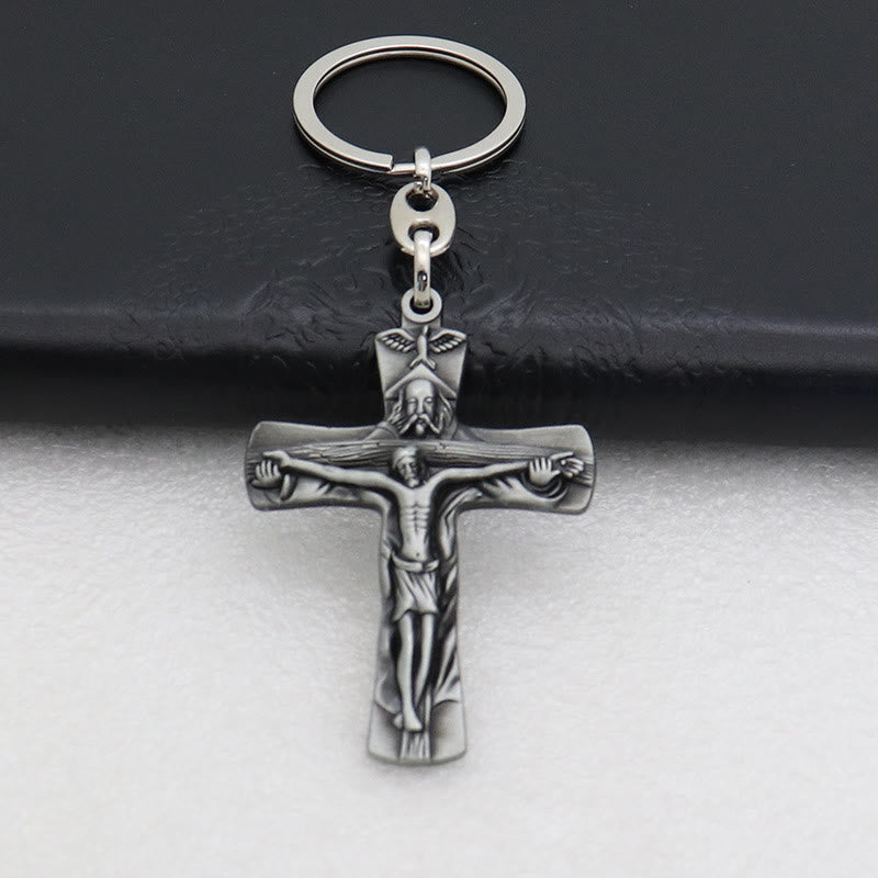 Christianartworkshop Antique Crucifix Keychain with Detailed Craftsmanship: Rare Emblem of Faith for Devout Hearts - Grey - image 3