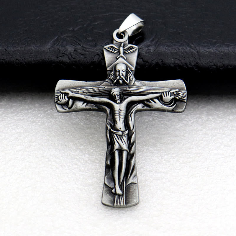 Christianartworkshop Antique Crucifix Keychain with Detailed Craftsmanship: Rare Emblem of Faith for Devout Hearts - Graphite - image 2