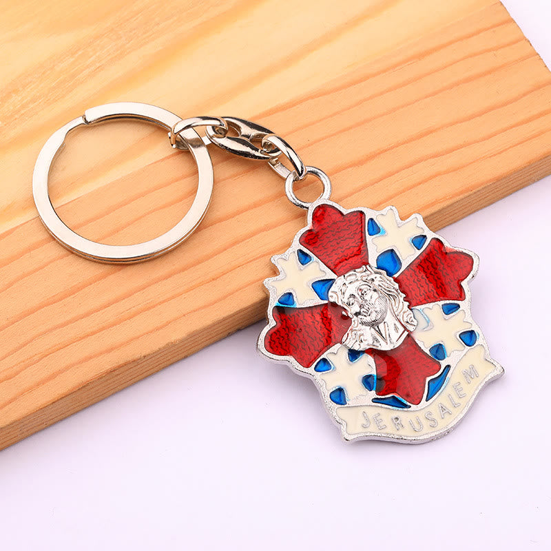 Christianartworkshop Minimalist Silver - Toned Dove Cross Keychain: Subtle Reminder of Divine Love - image 1