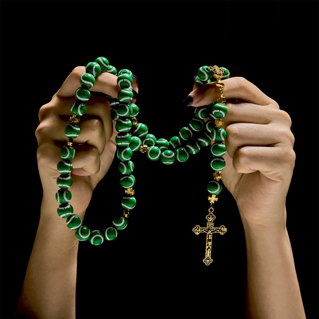 Christianartworkshop Blessed Miniature Baseball Beads Rosary with Golden Holy Chalice & Crucifix: Merge Faith and Sport - image 22