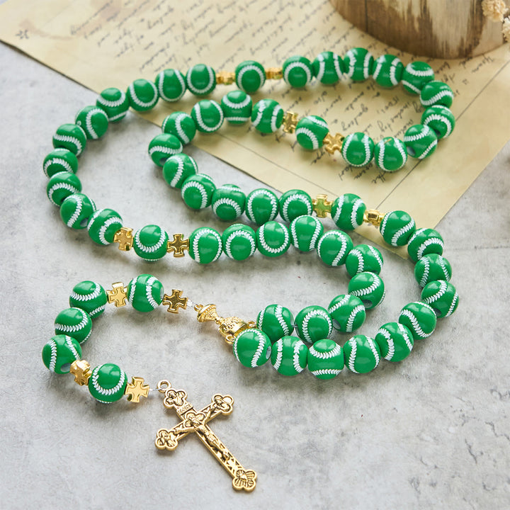 Christianartworkshop Blessed Miniature Baseball Beads Rosary with Golden Holy Chalice & Crucifix: Merge Faith and Sport - image 17