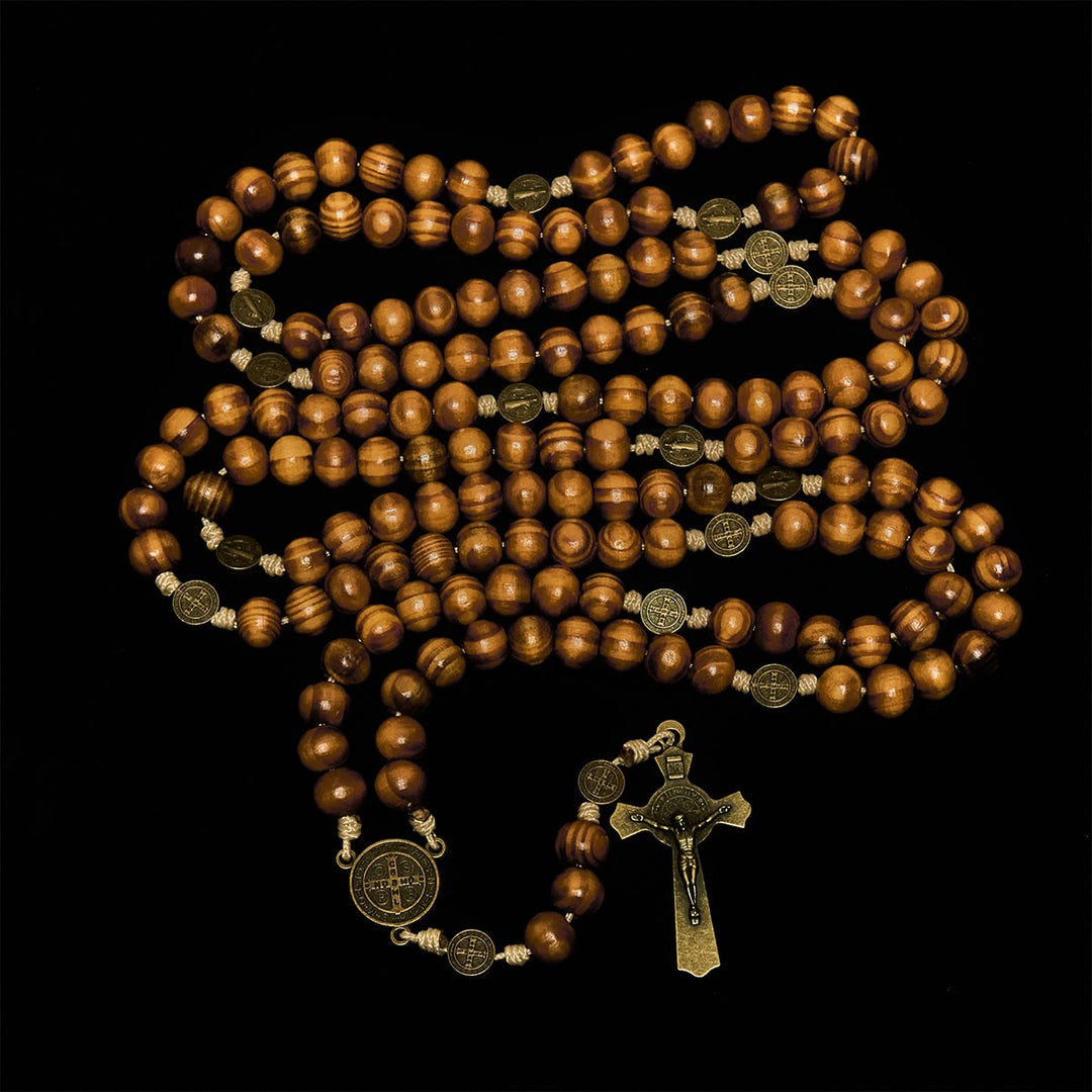 Christianartworkshop 15/20 Decade Olive Wood Rosary with St. Benedict, Crucifix & Waist Chain Design—Divine Devotion in Dual Use - image 27