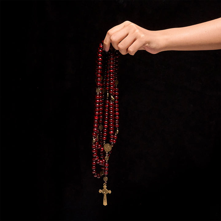 Christianartworkshop 15/20 Decade Olive Wood Rosary with St. Benedict, Crucifix & Waist Chain Design—Divine Devotion in Dual Use - image 24