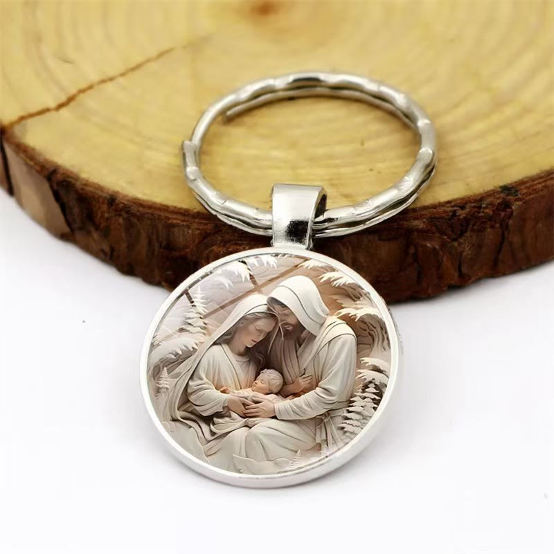 Christianartworkshop Vintage - Style Holy Family Keychain: Timeless Symbol of Love and Devotion - image 1