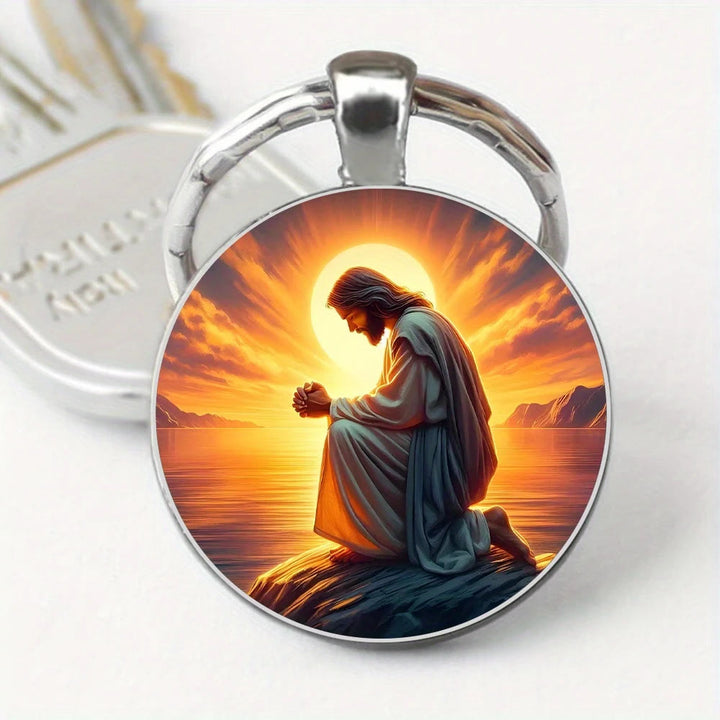 Christianartworkshop Classic Radiant Jesus Prayer Keychain: Timeless Emblem of Faith and Reverence - Jesus - image 0