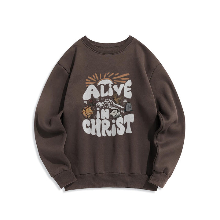Christianartworkshop Alive in Christ Resurrection Halloween Style Fleece Lined Polyester Sweatshirt - Brown - 2XL - image 0