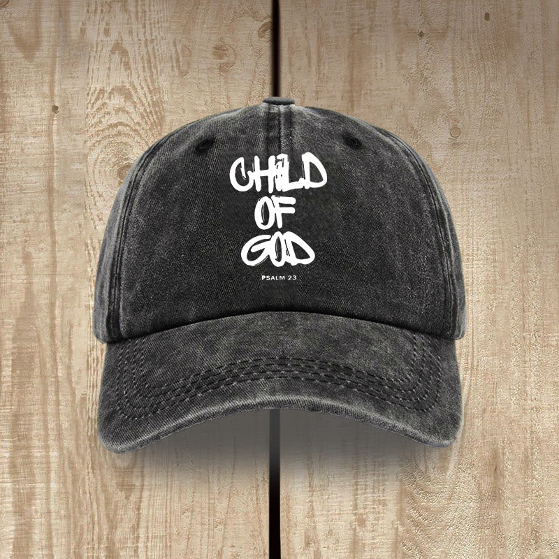 Christianartworkshop Faith Lifestyle Child of God Vintage Graffiti Style Washed Cotton Hat - Black - image 1