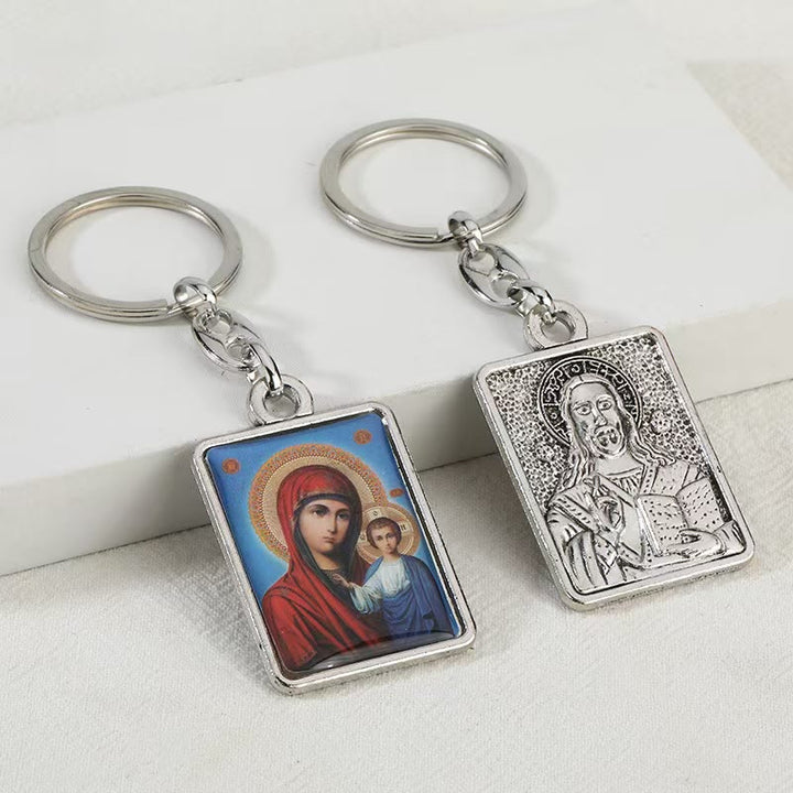 Christianartworkshop Artistic Religious Double - Sided Keychain: A Unique Expression of Divine Connection - Mary and Jesus -1 - image 1