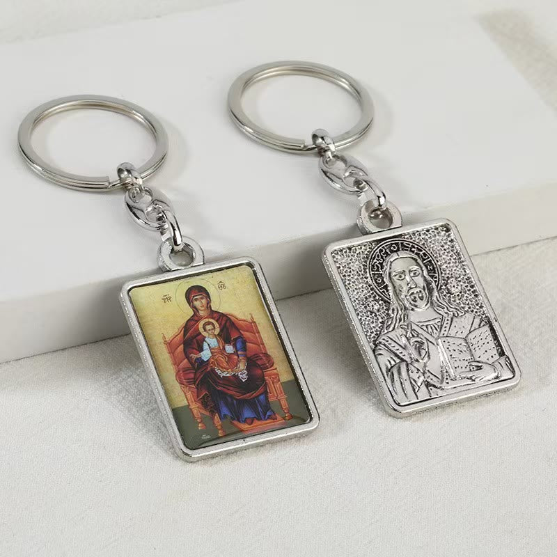 Christianartworkshop Artistic Religious Double - Sided Keychain: A Unique Expression of Divine Connection - Mary and Jesus -2 - image 2