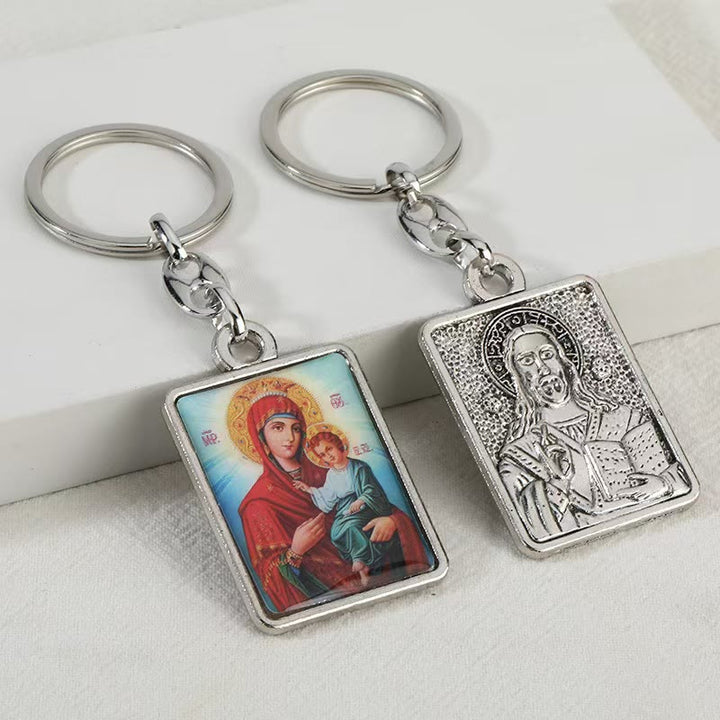 Christianartworkshop Artistic Religious Double - Sided Keychain: A Unique Expression of Divine Connection - Mary and Jesus -5 - image 5