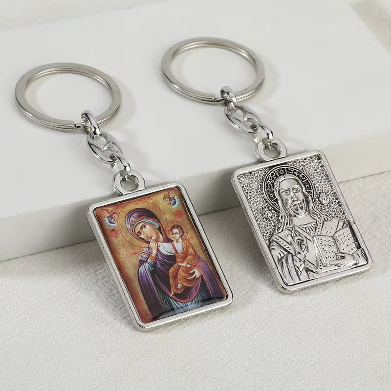 Christianartworkshop Artistic Religious Double - Sided Keychain: A Unique Expression of Divine Connection - Mary and Jesus -4 - image 4