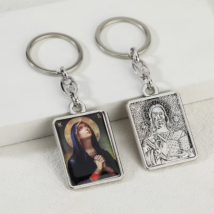 Christianartworkshop Artistic Religious Double - Sided Keychain: A Unique Expression of Divine Connection - Our Lady - image 0
